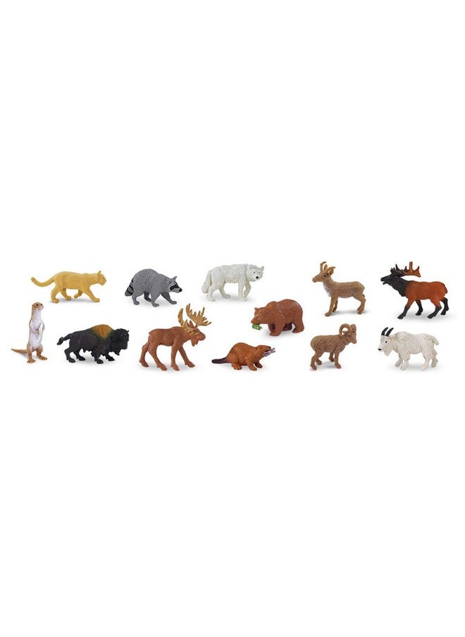 North American Wildlife Toob - 12 Hand-Painted Mini Figurines Including Grizzly Bear, Bison, Moose, & More - Educational Toy Figures For Boys, Girls & Kids Ages 3+