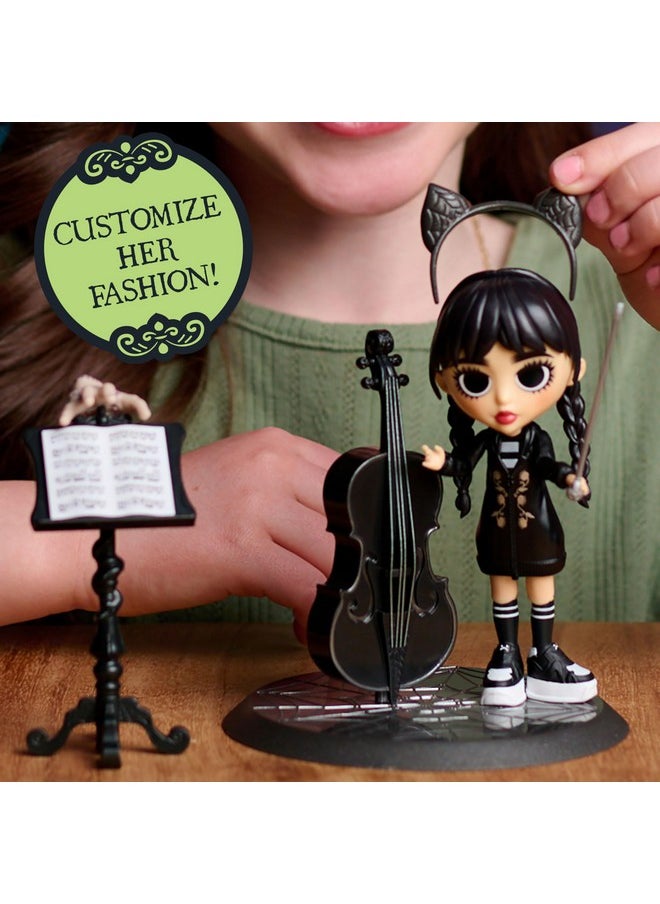 Wednesday Deluxe 6-Inch Articulated Figure, 11-Pieces, Interchangeable Face Plates And Fashion, Customizable Collectible Figurine, Kids Toys For Ages 3 Up