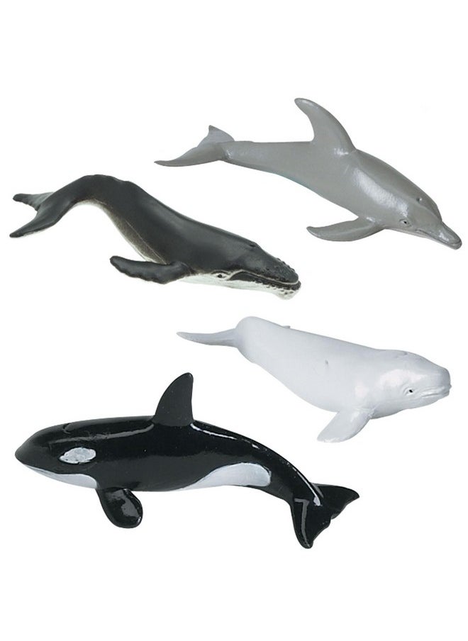 Whales & Dolphins Toob - 12 Mini Figurines: Blue, Beluga, Gray, Killer, Humpback & Sperm Whale, Bottlenose, Common, Spotted Dolphins, Narwhal - Educational Toy Boys, Girls & Kids Ages 3+