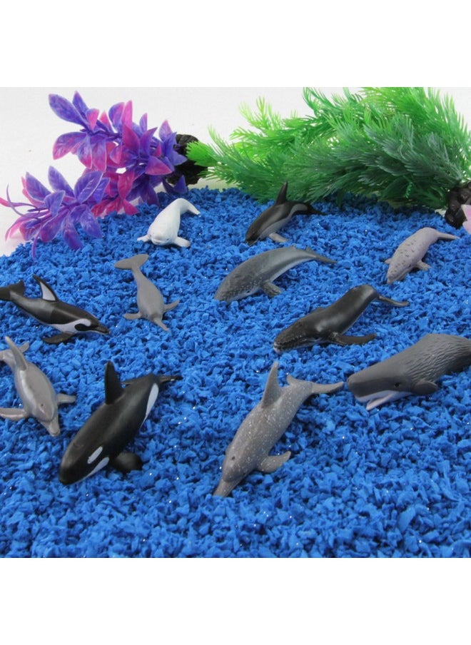 Whales & Dolphins Toob - 12 Mini Figurines: Blue, Beluga, Gray, Killer, Humpback & Sperm Whale, Bottlenose, Common, Spotted Dolphins, Narwhal - Educational Toy Boys, Girls & Kids Ages 3+