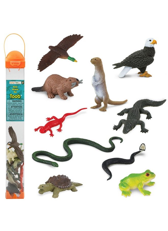 River Ecosystem Toob - Figurines Of Bald Eagle, Beaver, Alligator & More - Fun Educational Play Toy For Boys, Girls & Kids Ages 3+