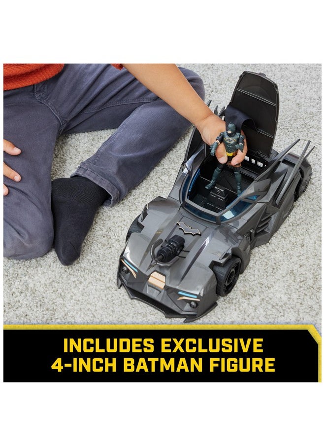 , Crusader Batmobile Playset With Exclusive 4-Inch Batman Figure, 3 Super-Villain Paper Figures, Kids Toys For Boys And Girls Ages 4+