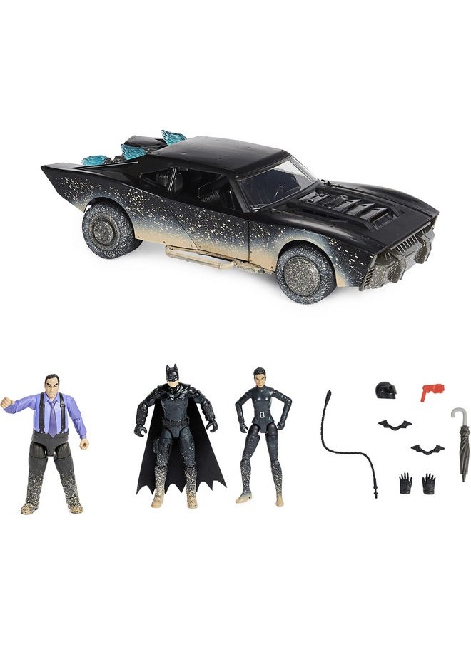 , Ultimate Batman Set W/ Exclusive 4” Batman, Selina Kyle, The Penguin Action Figures, Batmobile, Batman Movie Kids Toys, Age 4 And Up (Amazon Exclusive)