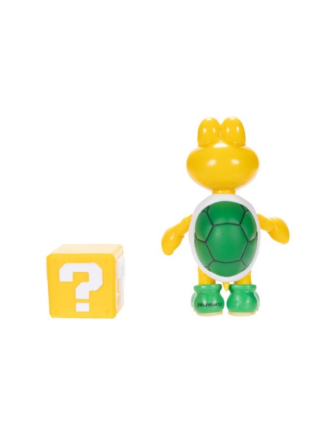 Per Mario 4-Inch Green Koopa Troopa Poseable Figure With Question Block Accessory. Ages 3+ (Officially Licensed)