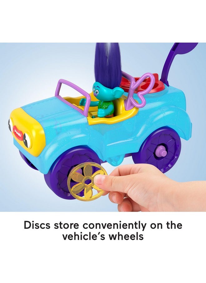 Imaginext Dreamworks Trolls Toys Branch'S Buggy, Push-Along Car & Figure Playset For Pretend Play Kids Ages 3+ Years