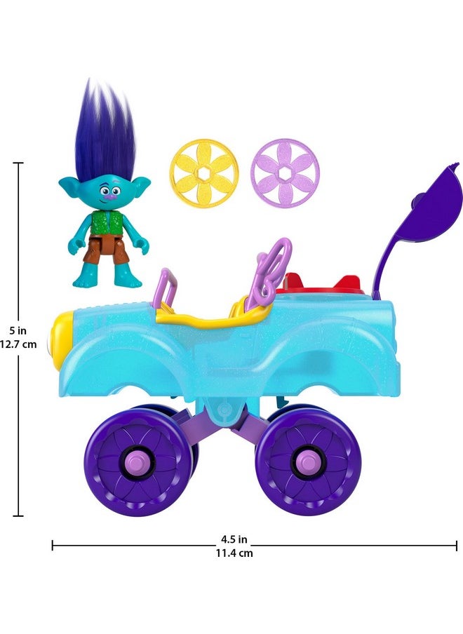 Imaginext Dreamworks Trolls Toys Branch'S Buggy, Push-Along Car & Figure Playset For Pretend Play Kids Ages 3+ Years