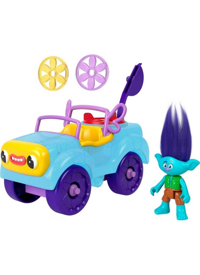 Imaginext Dreamworks Trolls Toys Branch'S Buggy, Push-Along Car & Figure Playset For Pretend Play Kids Ages 3+ Years