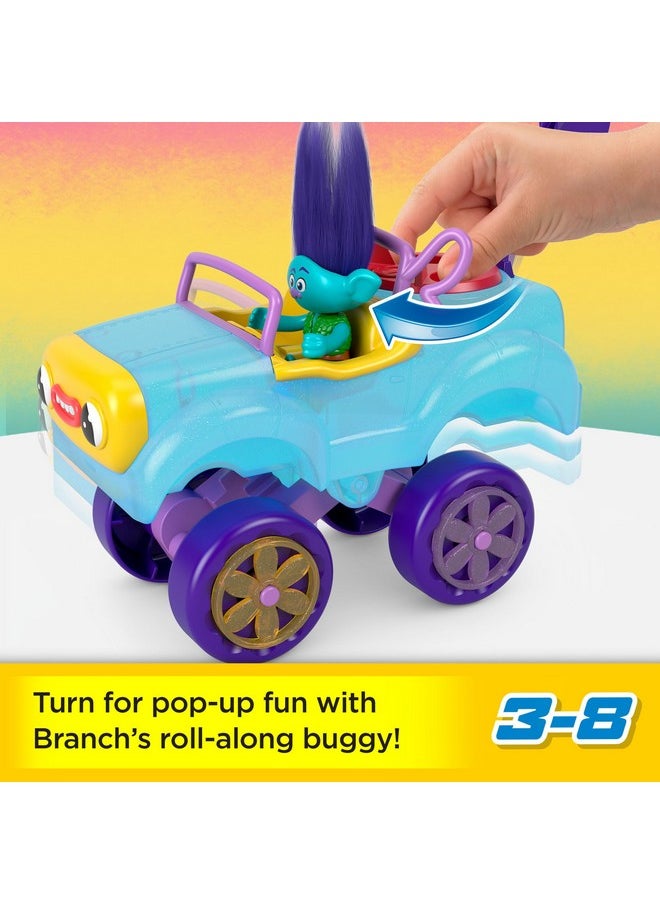 Imaginext Dreamworks Trolls Toys Branch'S Buggy, Push-Along Car & Figure Playset For Pretend Play Kids Ages 3+ Years