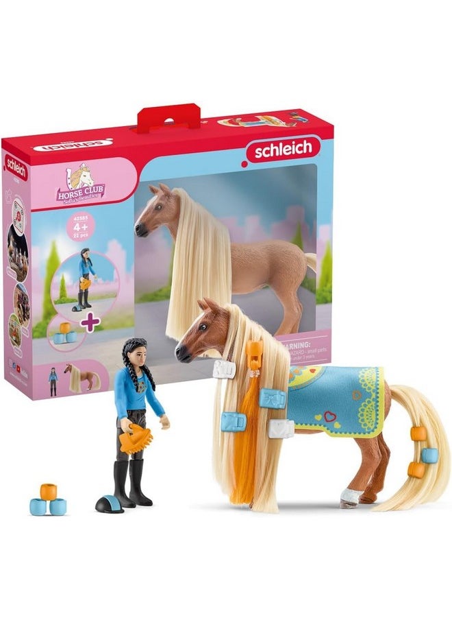 Horse Club Sofia'S Beauties 18-Piece Horse Beauty Set - Horse Rider Kim And Horse Figurine With Brushable Styling Hair Plus Bead And Clip Accessories, Gift For Boys And Girls Ages 5 And Up