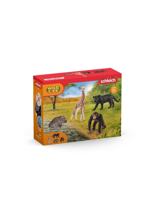 Wild Life, 4-Piece Animal Toy Set, Safari Animal Toys For Boys And Girls Ages 3+