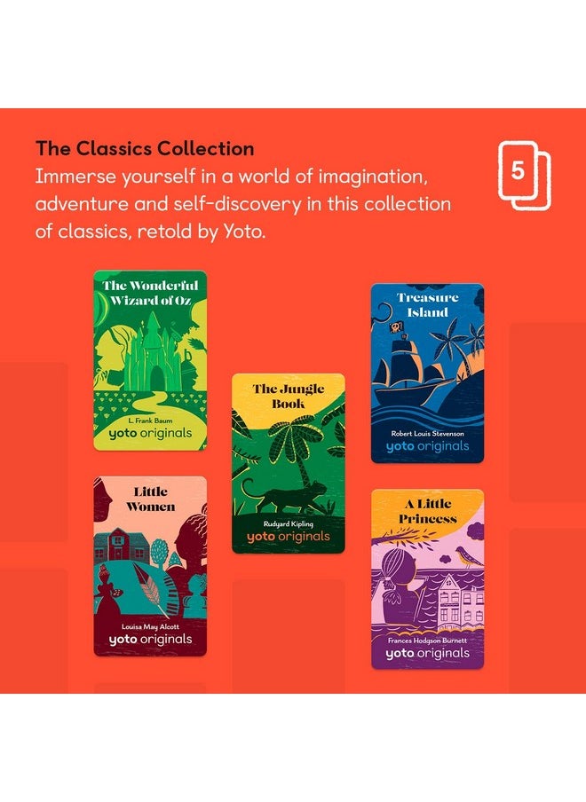 The Classics Collection - 5 Kids Audio Cards For Use Player & Mini All-In-1 Audio Player, Screen-Free Listening With Fun Playtime, Bedtime & Travel Stories, Ages 8+