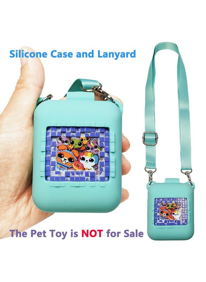 Hard Carrying Case And Silicone Cover For Bitzee Interactive Toy Digital Pet Case, Accessories Case For Bitzee Virtual Electronic Pets (Teal)