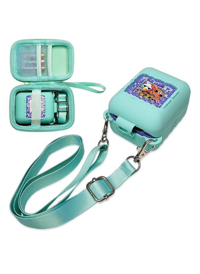 Hard Carrying Case And Silicone Cover For Bitzee Interactive Toy Digital Pet Case, Accessories Case For Bitzee Virtual Electronic Pets (Teal)