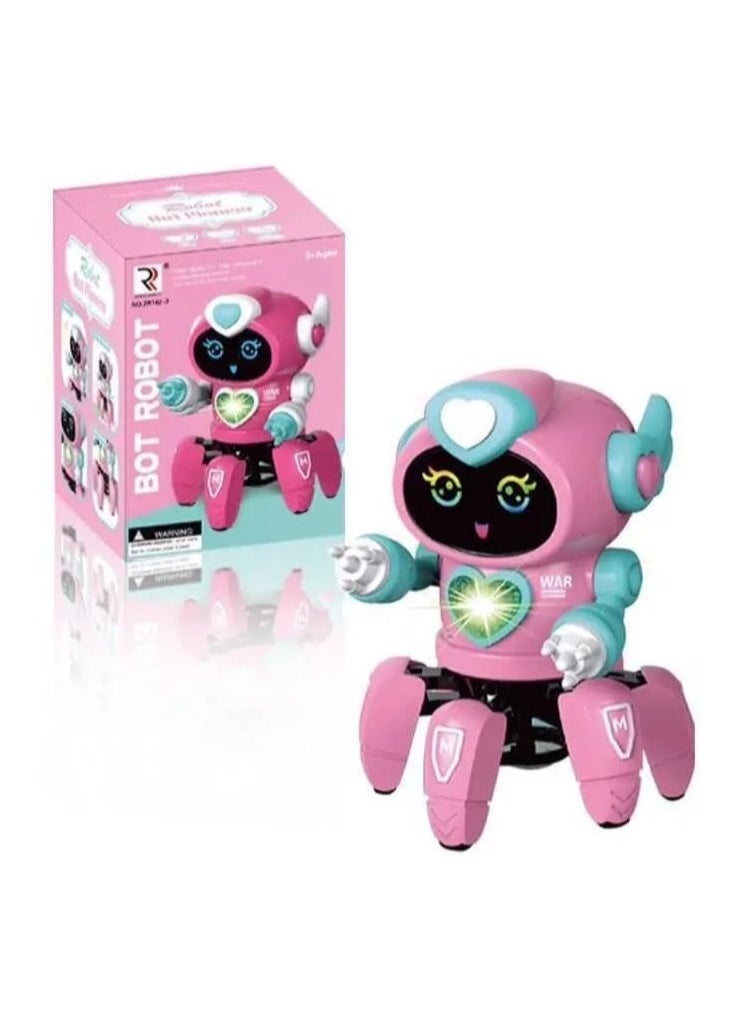 2 IN 1 SGT-Bot Robot Pioneer Colorful Lights and Music All Direction Movement Dancing Robot Toys for Boys and Girls (WHITE+PINK)