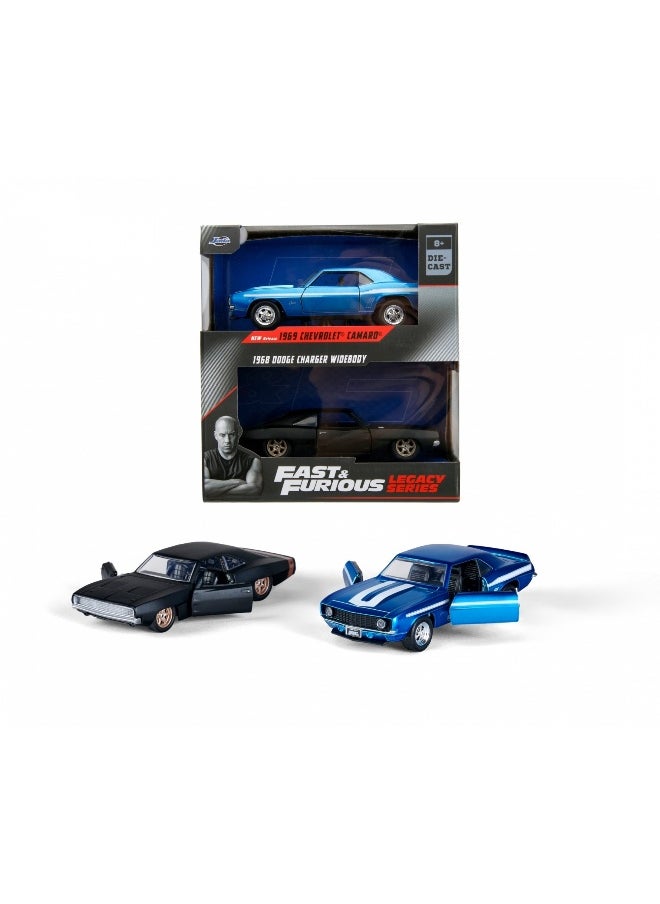 Jada Fast and Furious Chevrolet Camaro 1969 & Dodge Charger Widebody 1968 Model Cars Set (1:32, 19 cm)