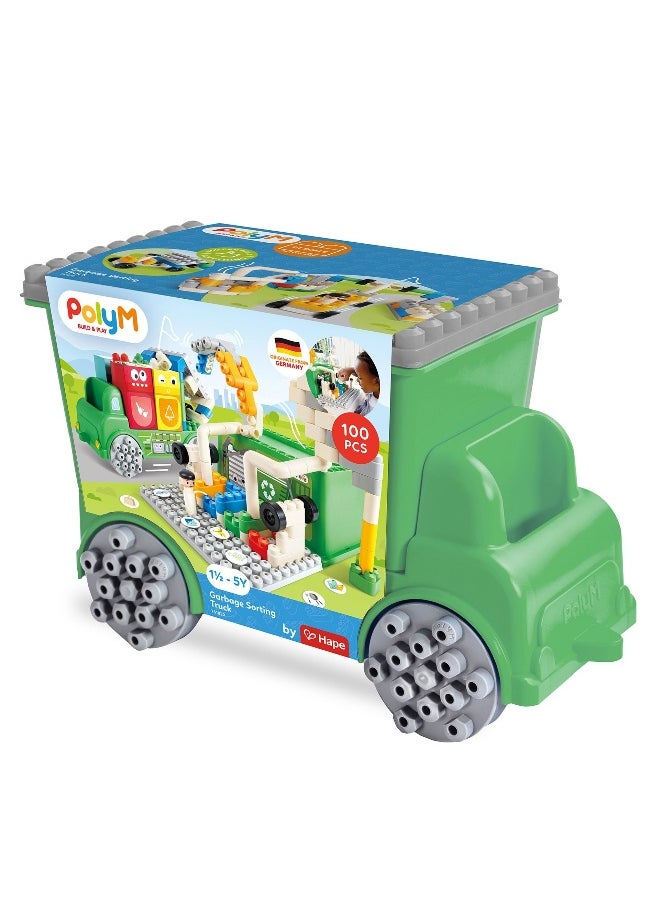 Hape Poly M Garbage Sorting Truck Building Set (101 Pieces)