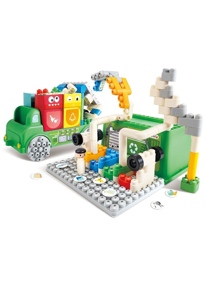 Hape Poly M Garbage Sorting Truck Building Set (101 Pieces)