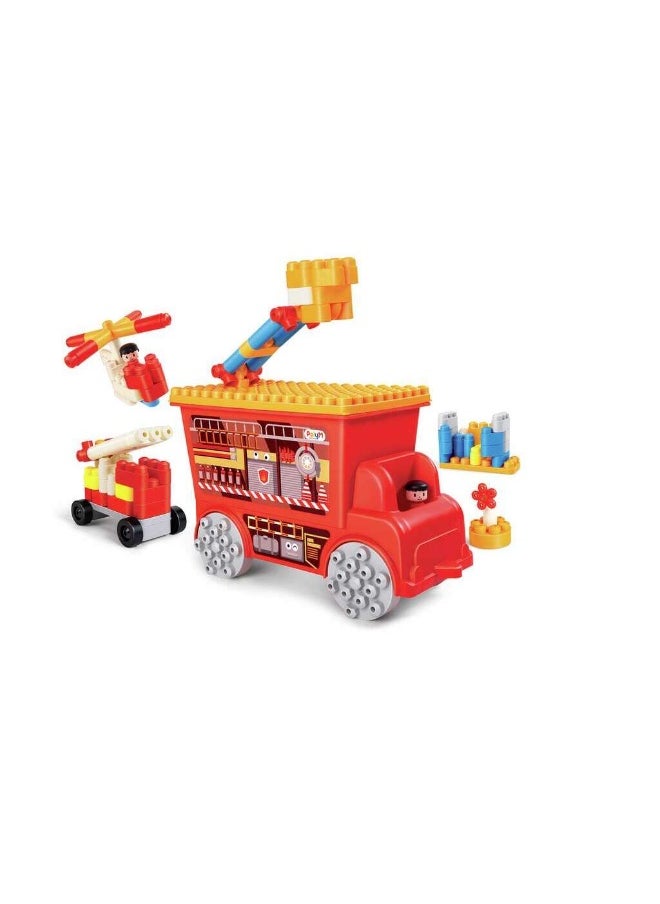 Hape Poly M Fire Rescue Truck Building Playset (107 Pieces)