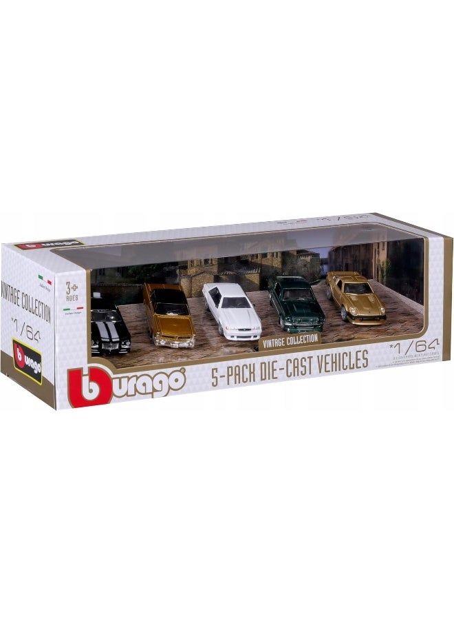 Bburago Vintage Collection 5-Pack Die-Cast Vehicles (1:64)