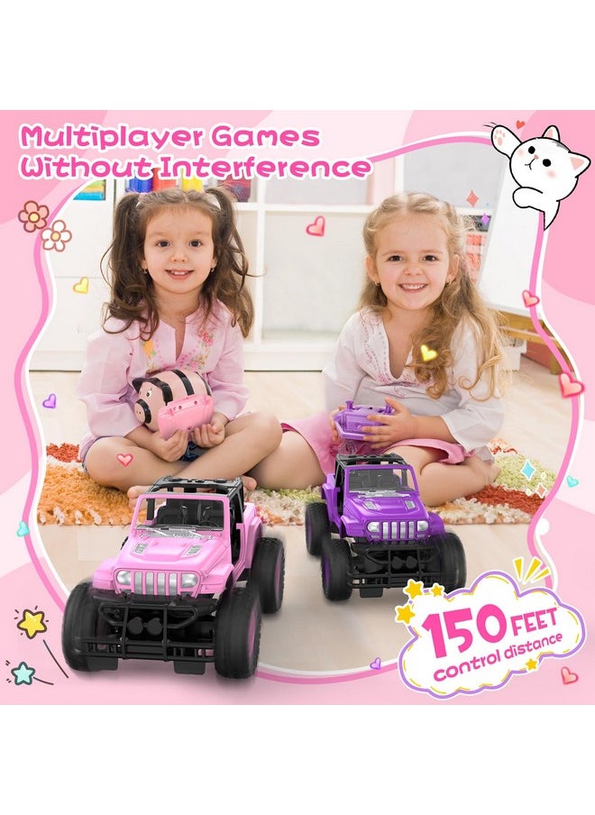 Remote Control Car, Rechargeable Rc Racing Cars With Stickers 1:16 Scale, 80 Min Play, 2.4Ghz Off Road Trucks All Terrain Toys Gifts For 3-Year-Old Girls