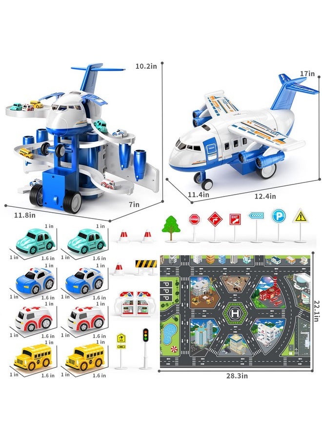 Kids Airplane Boy Toys For 3 4 5 Year Old Boys - Car Race Track For Kids Ages 3-5 With 8 Mini Car Toys, Toddlers Educational Toy, Birthday Gifts For Boys 3-5, Birthday Gift For Boys Girls 3-5