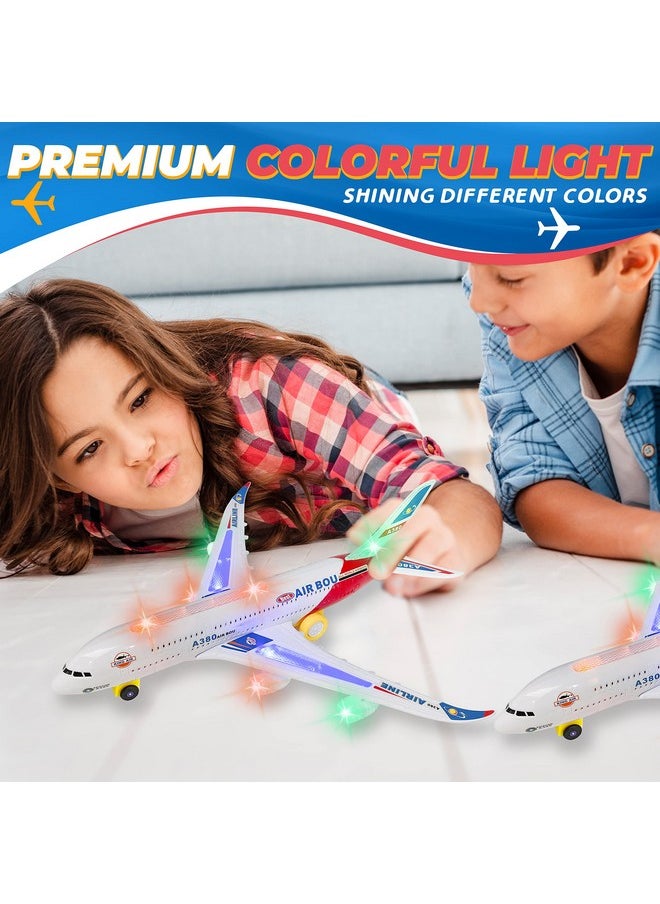 Airplane Toy With Bump & Go, Flashing Lights & Sounds - For Boys & Girls Age 3-12