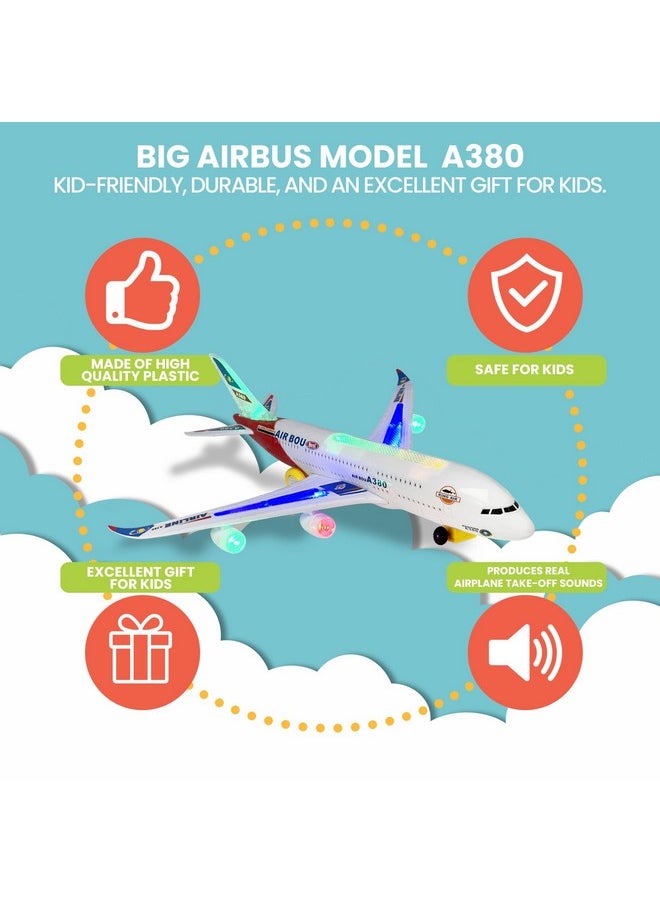 Airplane Toy With Bump & Go, Flashing Lights & Sounds - For Boys & Girls Age 3-12