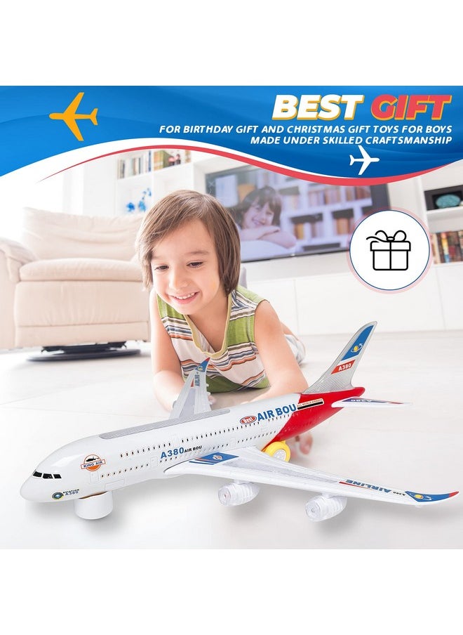 Airplane Toy With Bump & Go, Flashing Lights & Sounds - For Boys & Girls Age 3-12