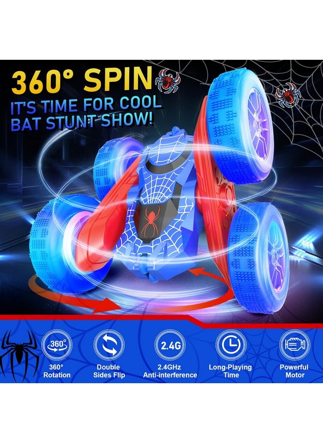 Spider Remote Control Car- Double Sided 360°Rotate Rc Stunt Car With Wheel Lights, 4Wd Off-Road Rc Cars 2.4Ghz Indoor/Outdoor Rechargeable Toy Car For Boys Age 4-7 8-12 Birthday Xmas Gift