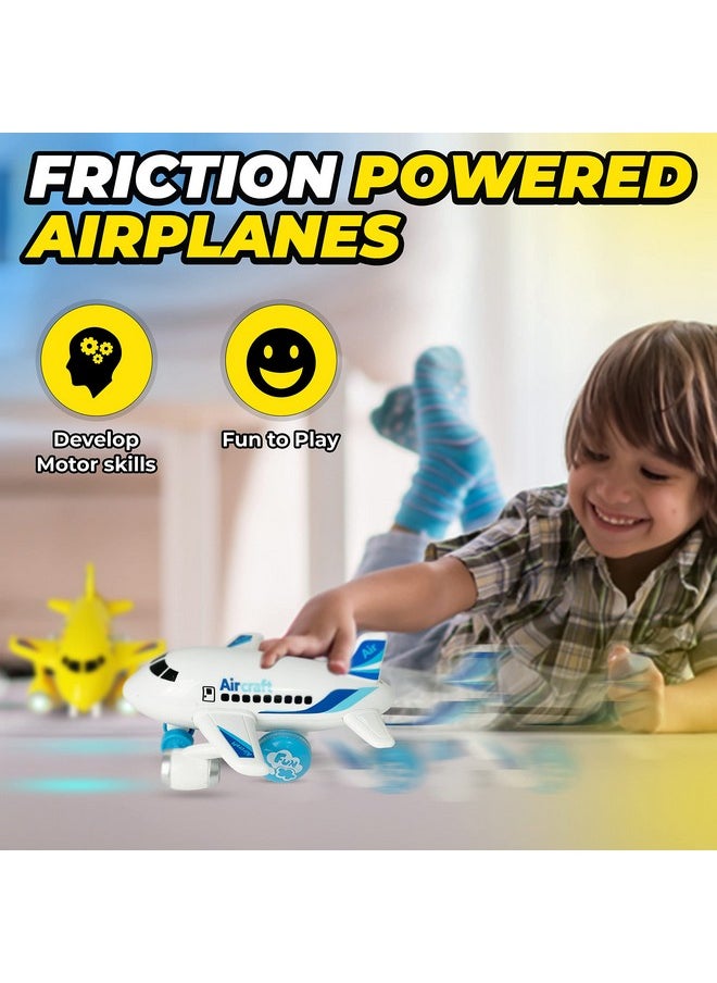 Kids Airplane Toy For Boys & Girls. Set Of Three Toy Airplanes With Flashing Lights, Music & Airplane Sound, Push And Go Toy Plane Gift Toys For Toddler Boys 2 3 4 5 6 7 Years Old & Up