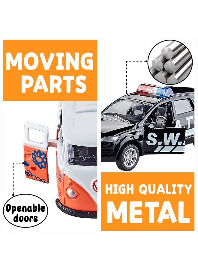 Die-Cast Metal Toy Cars Set Of 5, Openable Doors, Pull Back Car, Gift Pack For Kids (Official Car)