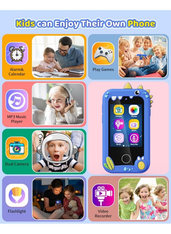 Kids Toy Smartphone, Gifts And Toys For Girls Boys Ages 3-8 Years Old, Fake Play Dinosaur Toy Phone Music Dual Camera Games, Birthday