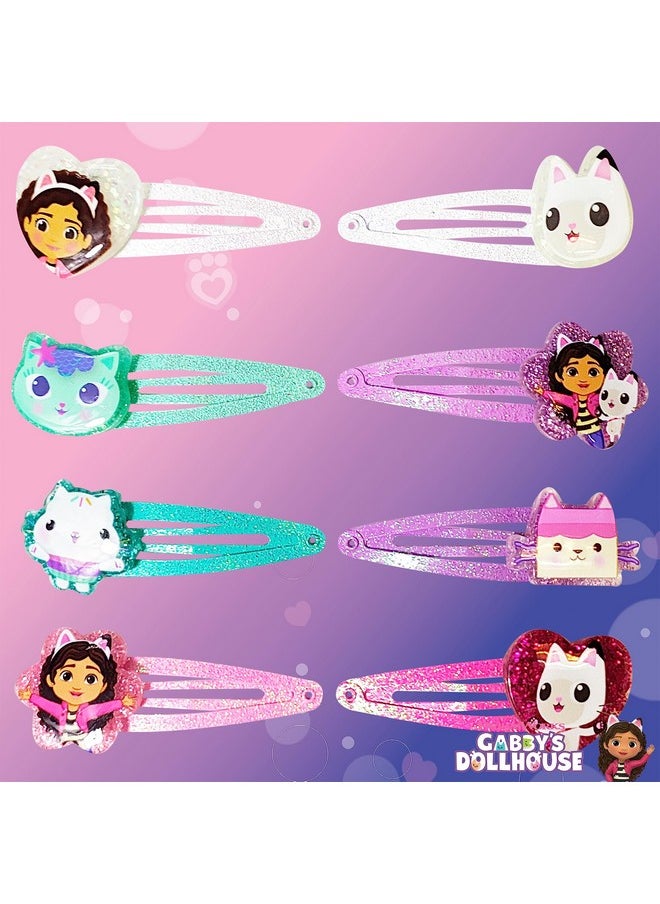 Gabby'S Dollhouse Kids Hair Clips For Girls Snap Clips 8 Pack Multi Color Ages 3+