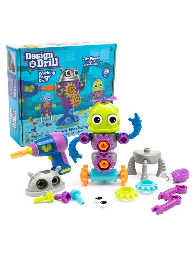 Design & Drill Robot Workshop - Take Apart Toy With Electric Toy Drill, Stem Toddler Toys, Gift For Boys And Girls Ages 3+