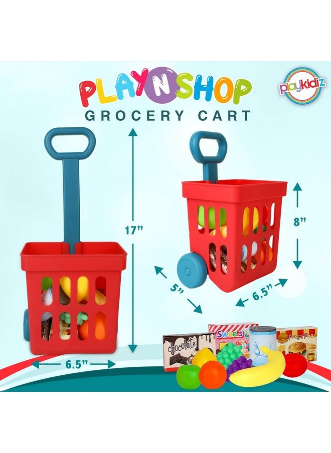 Toy Shopping Cart Play Set, Plastic Food Toys, Interactive Play Set, Learning Resources & Pretend Play Fun, Ages 3+