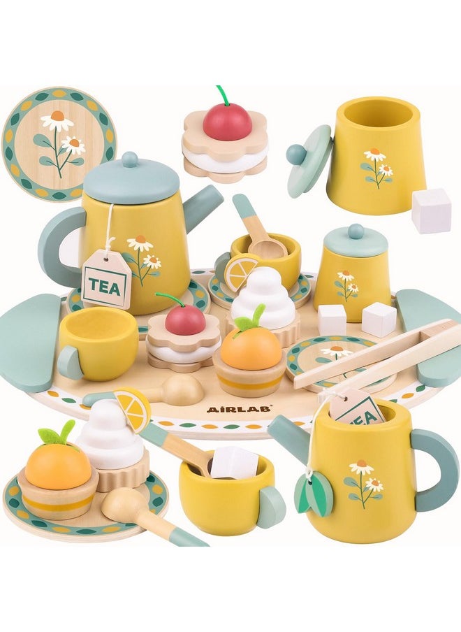 Tea Sets For Toddlers 3-5 Girl Birthday Gift 2 Year Old Princess Party Wooden Play Food Toy Sets For Kids Kitchen Accessories Age 3 4 5 6 Wood Educational Toys