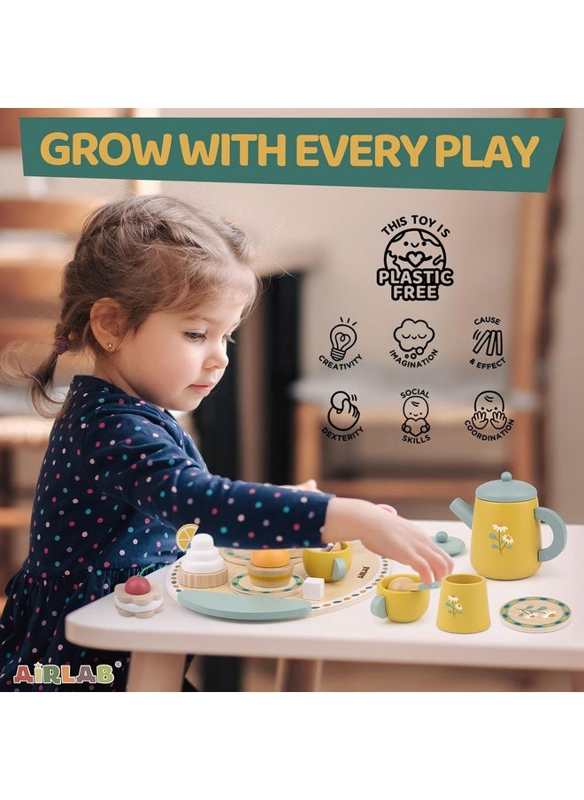 Tea Sets For Toddlers 3-5 Girl Birthday Gift 2 Year Old Princess Party Wooden Play Food Toy Sets For Kids Kitchen Accessories Age 3 4 5 6 Wood Educational Toys