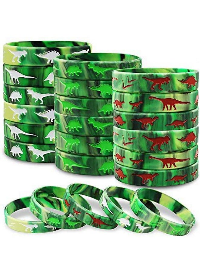 30 Pack Dinosaurs Silicone Wristbands Dinosaurs Bracelets Dinosaurs World Jurassic Party Supplies For Dinosaurs Theme Party Birthday Party Favors Gifts Bags Stuffers - 3 Colors