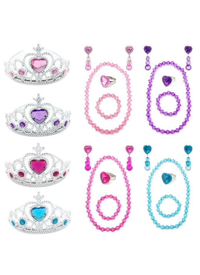 Girl Kids Dress Up Tiaras Necklace Bracelet Clip On Earrings Toy Playset