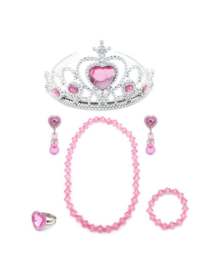 Girl Kids Dress Up Tiaras Necklace Bracelet Clip On Earrings Toy Playset