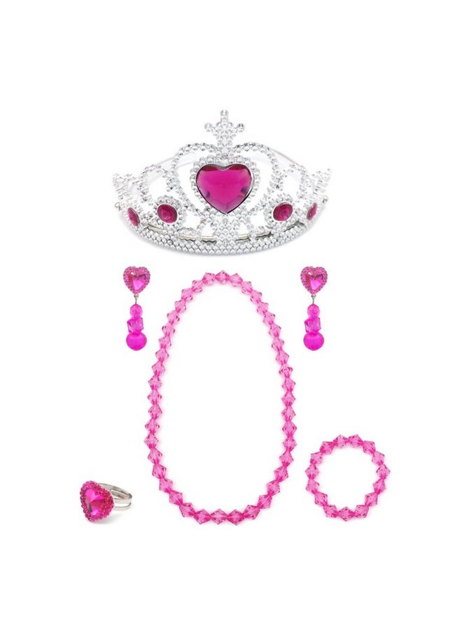Girl Kids Dress Up Tiaras Necklace Bracelet Clip On Earrings Toy Playset