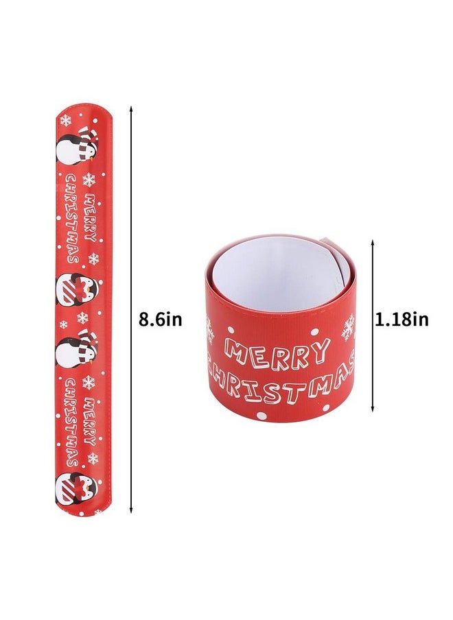Christmas Slap Bracelets,Xmas Slap Wristbands Snata Claus Reindeer For Christmas Party Gift Bag Filler Giveaways,48Pcs