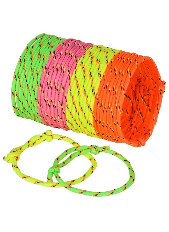 Friendship Bracelets For Kids - (Pack Of 144) Neon Adjustable Woven Rope Friendship Bracelets Bulk For Girls And Boys - Classroom Prizes For Kids Birthday Party Favors & Goodie Bag Stuffers