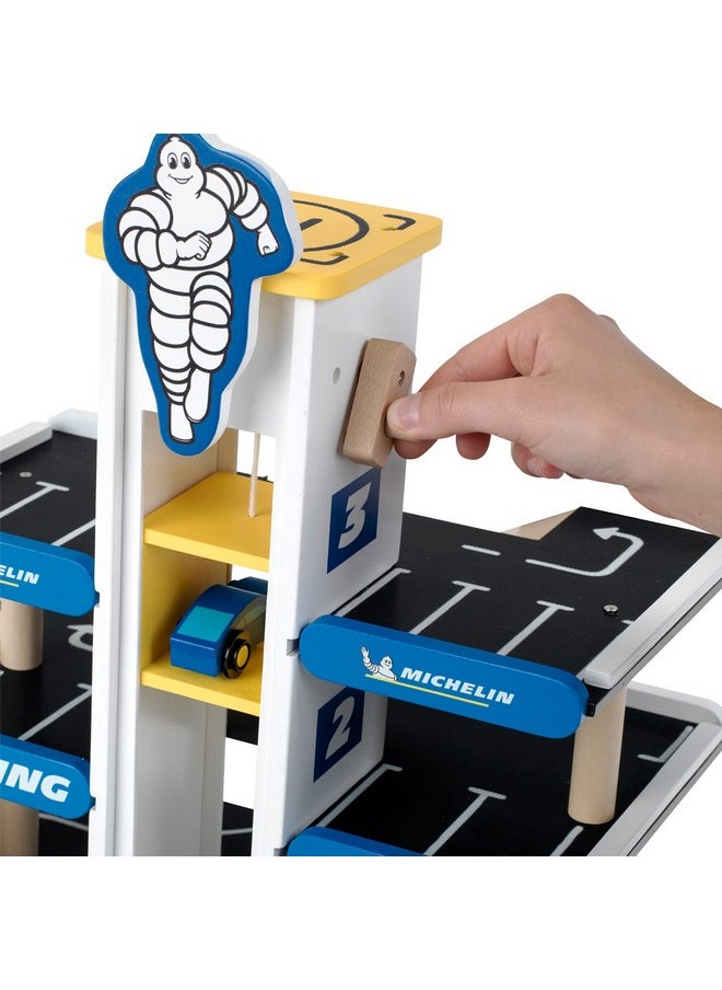 Klein Michelin Car Service Mechanic Station Kids Wooden Toy Playset With 1 Play Car, Screwdriver, And Tires For Ages 3 And Up