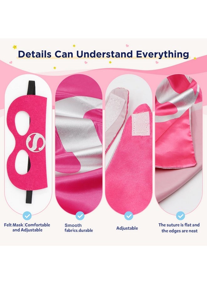 Superhero Capes And Mask For Kids,Superhero Costume Boys Grils Christmas Halloween Cosplay For 3-10 Years Old 2Pcs (Pink+Black)