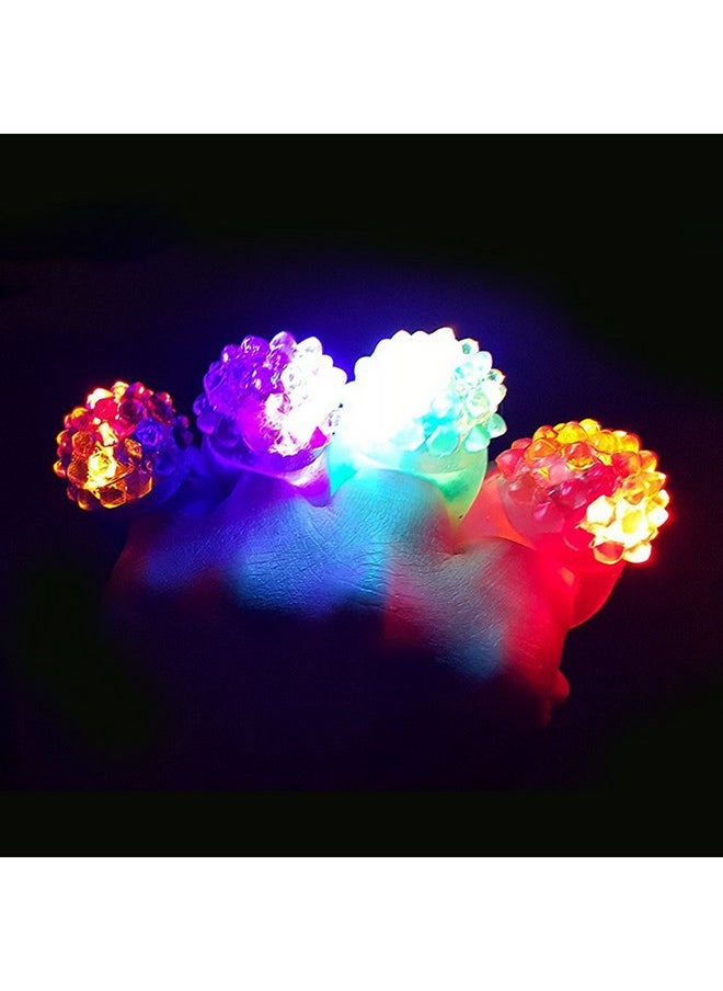 24Pcs Flashing Led Bumpy Jelly Rings, Light Up Finger Rings Toy For Party Favor, Halloween, Raves, Concert Shows