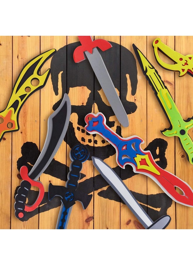 Assorted Foam Toy Swords For Children With Different Designs Including Ninja, Pirate, Warrior, And Viking (8 Pack)