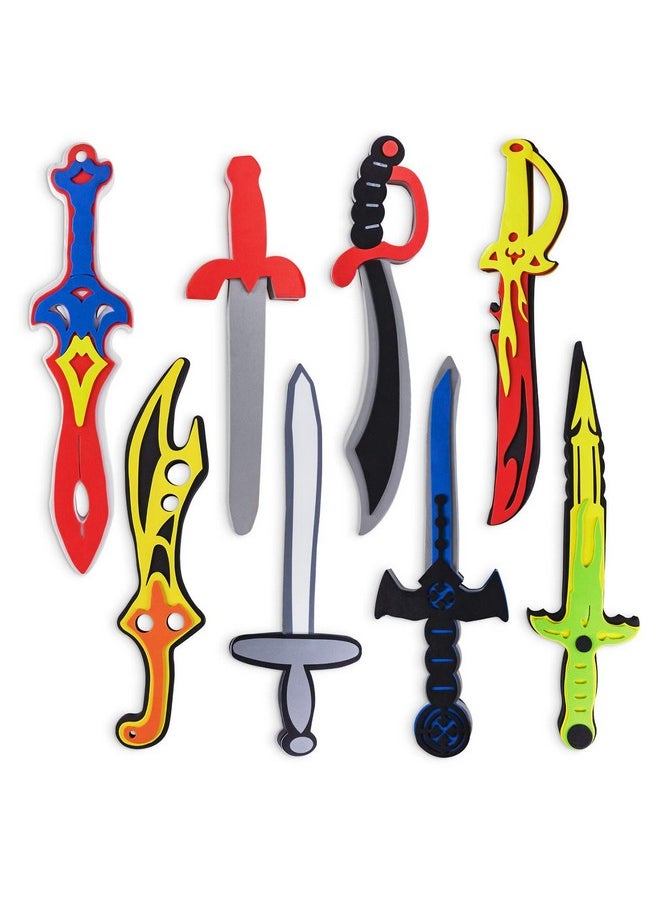 Assorted Foam Toy Swords For Children With Different Designs Including Ninja, Pirate, Warrior, And Viking (8 Pack)