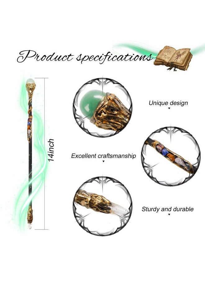 Fine Handcrafted Crystal Magic Wand Green Aventurine Gemstone White Crystal Gemstone Magic Wand Cosplay Magic Wand For Witches And Wizards