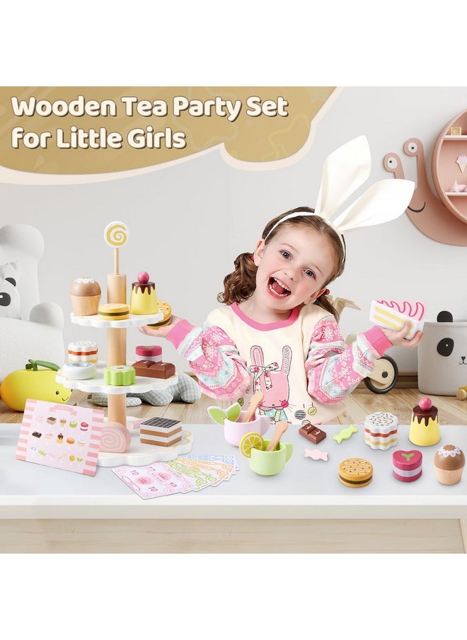 N Tea Party Set For Little Girls, Ehome Princess Tea Time Toy Including Dessert Tray Cake, 31Pcs Kids Dessert Toys Pretend Play For Girls Boys Age 1-6